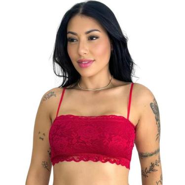 Imagem de Top Faixa Renda Com Alça Fina Sem Bojo Top Cropped Feminino sem alça L