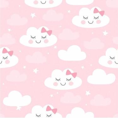 Imagem de Papel De Parede Baby Nuvens Cute Fundo Rosa - Inove Papéis de Parede