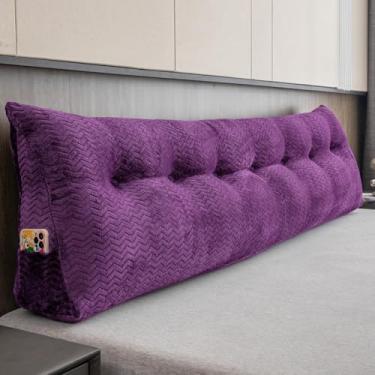 Imagem de ZOEMO Cabeceira triangular grande reforçada, suporte de posicionamento do encosto, descanso de cama, almofadas de leitura, cabeceira, almofadas de cunha para cama de dia com capa removível