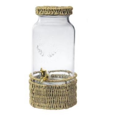 Imagem de Suqueira Vidro Com Torneira- Tampa E Suporte Em Rattan 6l - L'Hermitag