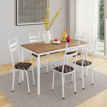 Imagem de Conjunto de Mesa com 6 Cadeiras Adriana Branco/Palha/ Demolição