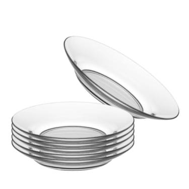 Imagem de Conjunto de Pratos Fundos de Vidro 6 Peças 22cm – Design Liso Moderno e Resistente | Acessível a Micro-ondas e Lava-louças | Ideal para Refeições, Almoços e Jantares