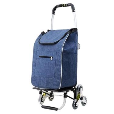 Imagem de Carrinho de compras de carrinho de compras de supermercado doméstico dobrável roda de mão escada subir mantimentos carrinho à prova d'água carrinho de jardim carrinho de passeio supermercado clássico