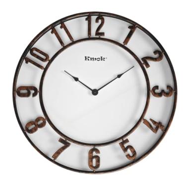 Imagem de Kmok Relógio de parede silencioso de 40,6 cm – Operado por bateria, relógio redondo sem tique-taque com números grandes, acabamento em bronze escovado, relógio decorativo interno para casa, escritório