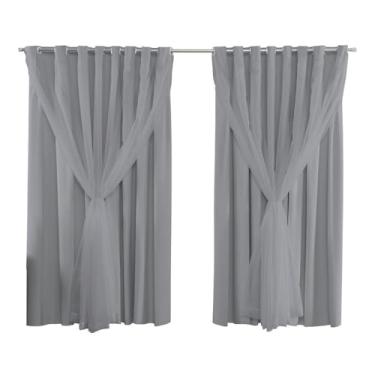 Imagem de Cortina Blackout PVC Com Voil 2,80M x 2,50M Sala Quarto Escritorio 100% Blecaute Para Varão Simples