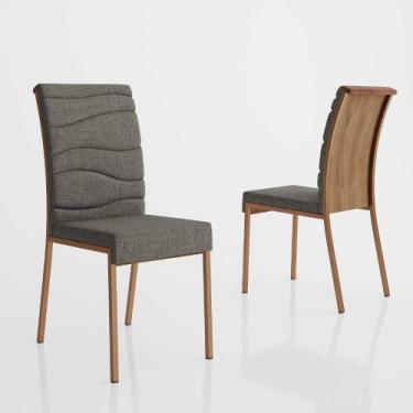 Imagem de Cadeiras Jantar Estofadas 2 Unidades 43cm x 97cm Pés em Aço - Carraro 