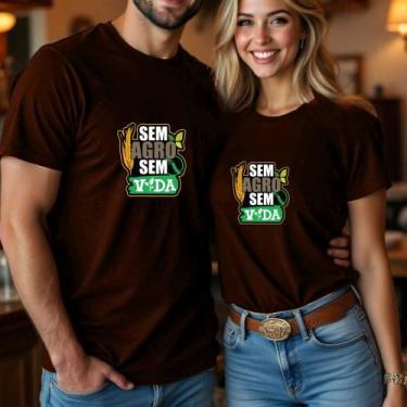 Imagem de Camiseta Algodão Unissex Casal Country Estampa Sem Agro Sem Vida Namor
