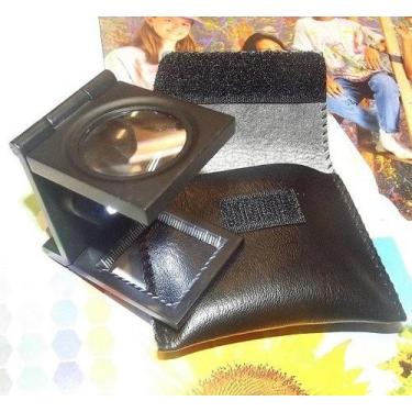 Imagem de Lupa Conta Fios dobrável 10x em metal com led e escala em mm (resoluçã