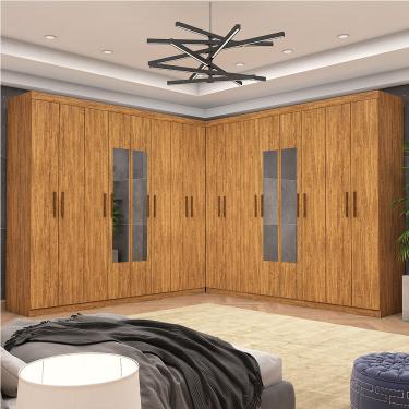 Imagem de Closet Casal Duplo Rubi Premium 16 Portas com Espelho 8 Gavetas Carioca Móveis - Cinamomo