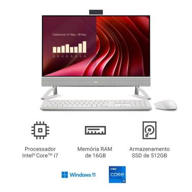 Imagem de Computador Dell 24 All-in-one EC24250 23.8&quot; IPS Full HD 13ª Gen Intel Core i7 16GB 512GB SSD Win 11 AIO-i1303-M30