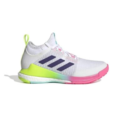 Imagem de adidas Tênis feminino de vôlei Crazyflight, Branco/Team Collegiate Purple/Flash Aqua, 38