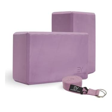 Imagem de Everyday Yoga Conjunto De Bloco Espuma E Alça Ioga, Superfície Macia Antiderrapante Para Estabilidade - Lilás 4 Pol.