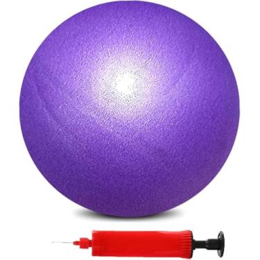 Imagem de Mini bola de ioga para exercícios de pilates, pequena bola inflável de 23 cm, equipamento de treinamento básico e fisioterapia, com bomba (roxa)