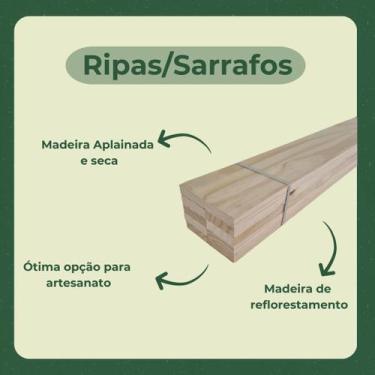 Imagem de 50 Ripas/Sarrafos de 2x4x70 cm Madeira de Pinus - Tudo Jardim