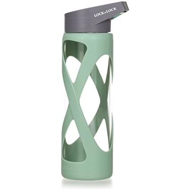 Imagem de LocknLock Garrafa de água esportiva de vidro borossilicato resistente ao calor em forma de X, 500 ml, verde