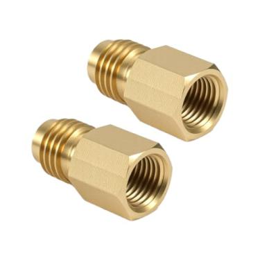 Imagem de lasuroa 2 Peças Latão Adaptadores Tanque Refrigerante, Adaptador R134A para R12 Alargamento Fêmea de 1/2" para Macho de 1/4" Kit Conexão Porta Bomba Vácuo Sistema Refrigeração CA