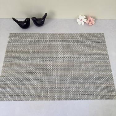 Imagem de Kit 4 Pçs Jogo Americano Retangular de Mesa Posta Jantar Descanso Prato Cozinha (Branco Trançado Mod E)