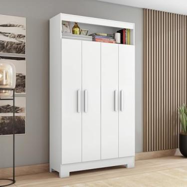 Imagem de Armário Multiuso com 4 Portas e Nicho com Prateleiras Internas Branco New/rosa