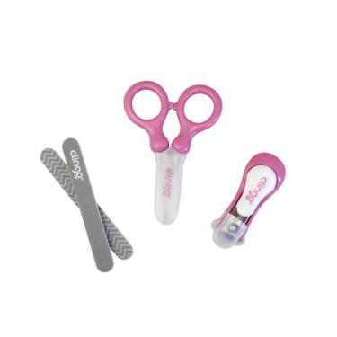 Imagem de Kit Manicure Infantil com Tesoura e Cortador Rosa - CLINGO