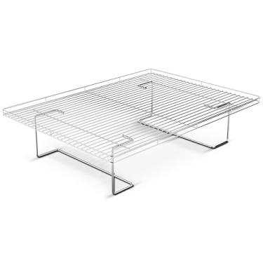 Imagem de Flipfree Crispmaster – Bandeja de fritadeira a ar de aço inoxidável de 43 cm x 33 cm para forno, suporte de bacon com design sem deslizamento para forno, batatas fritas, asas e mais, circulação de