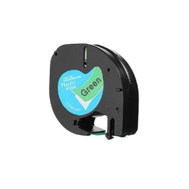 Imagem de Fita Compatível Dymo Letratag 91204 Verde Letra Preta 12mm - Genérica 