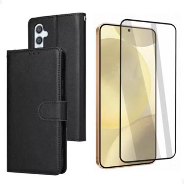 Imagem de [GL CASES] Capa M55 Capinha Samsung M55 Carteira Flip Couro Sintético Com Suporte De Mesa Para Celular Porta Cartão + Película Vidro 3D Samsung Galaxy M55 Para Tela Cobertura Total Da Tela