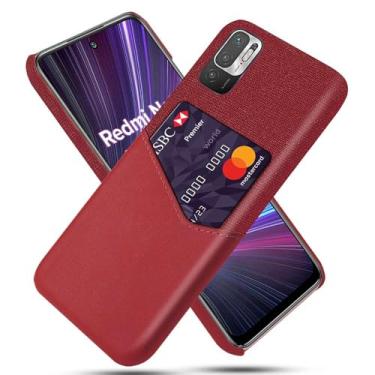 Imagem de Capa para Xiaomi Redmi Note 10T 5G,Tela e tampa de couro PU,Antideslizante,360°cobertura completa à prova de choque com 1 slot de cartão atrás,Prevenção de queda-Red
