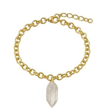 Imagem de Pulseira de Ponta de Cristal - Cristal Natural, Banho Ouro 18k