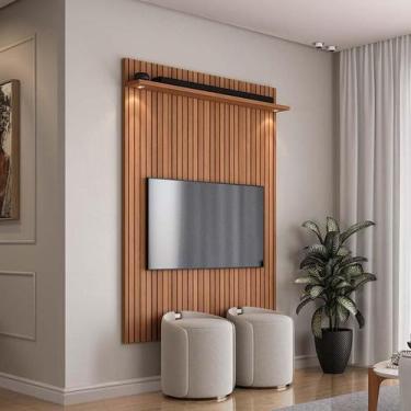 Imagem de Painel Pequeno 136x180cm Para TV 55 River 1.36 Lukaliam Jequitiba Ripa