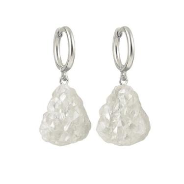 Imagem de Brinco de Argola Druza de Cristal - Cristal Natural, Prata 925