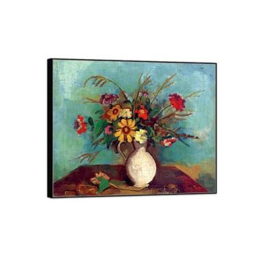 Imagem de Quadro preto - Arte de parede em tela natureza morta - Flores em vaso branco - pinturas famosas para sala de estar quarto - decoração de cozinha vintage 60 x 75 cm 24 x 29 pol