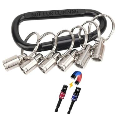 Imagem de Suporte de broca de chave de fenda sextavada 1/4, suporte magnético para chaves de impacto e brocas, suporte de soquete magnético de metal para adaptador de broca, organizador portátil com magnético