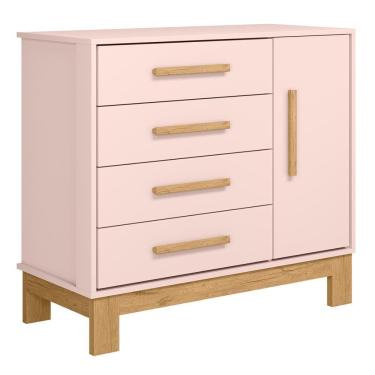 Imagem de Cômoda Com Sapateira Infantil Q Encanto Slim Rosa - Qmovi