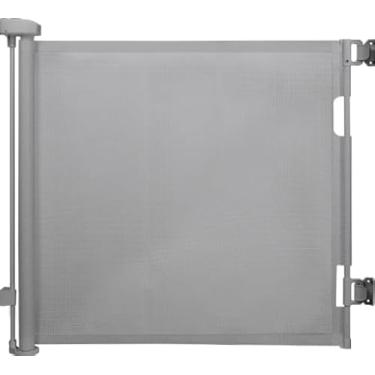 Imagem de Portão retrátil para bebês, portão de segurança interno/externo para crianças, animais de estimação, pets, forro de PVC de fácil instalação, retrátil até 1,4m (Cinza)