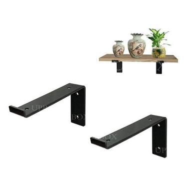 Imagem de Mão Francesa 15cm Ferro Industrial Tradicional Kit 4pç - UP Box, Preto