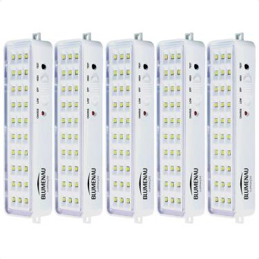 Imagem de Kit 5 Luminárias De Emergência Blumenau 30 Leds Recarregável Bivolt