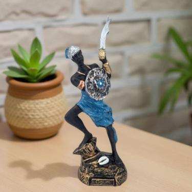 Imagem de Imagem Ogum orixá estátua umbanda candomblé resina 15 cm