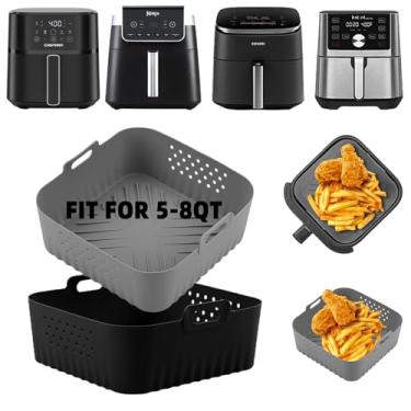 Imagem de LYHOLKEER Forros de silicone para fritadeira a ar COSORI 9 em 1 5QT 5,8QT 6QT 6,8QT, 2 peças de forros de fritadeira quadrada reutilizáveis para panela instantânea Vortex Plus/Paris Hilton/Chefman