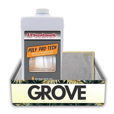 Imagem de Lundmark Poly Pro-Tech Pacote de 946 ml com pano de limpeza de microfibra – Restaurador de piso semibrilhante, cera para pisos de madeira, adiciona brilho e proteção – Conjunto de presente (2 itens)