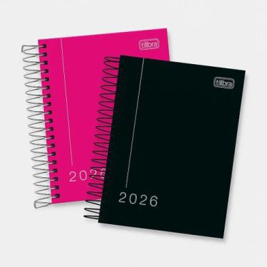 Imagem de Kit Agendas Diária 2026 Espiral Tilibra Pepper 11,7x16,4 Cm preta + Ro