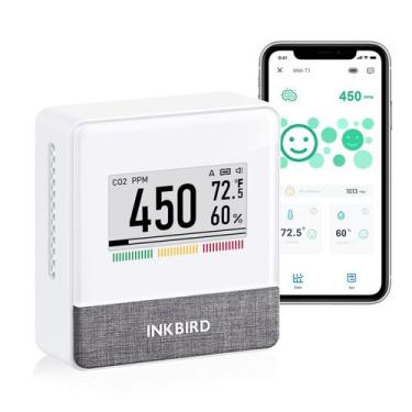 Imagem de Monitor de qualidade do ar Inkbird Detector portátil de CO2 Bluetooth