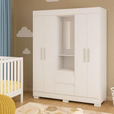 Imagem de Guarda-Roupa Infantil Portugal Com Espelho 4 portas e 2 Gavetas Linham