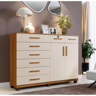 Imagem de Cômoda 8 Gavetas 2 Portas New Triunfo Benetil Móveis - Cinamomo/off