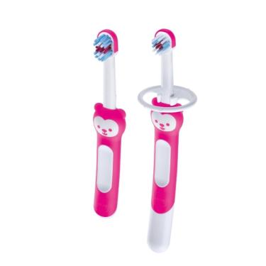 Imagem de Kit Escova Mam Learn To Brush Rosa 2 Unidades