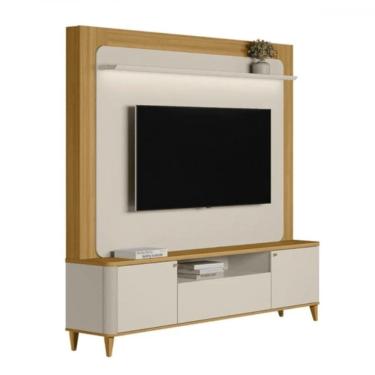 Imagem de Estante Home para TV até 70 Polegadas 3 Portas Munique Tauari e Off White 200cm