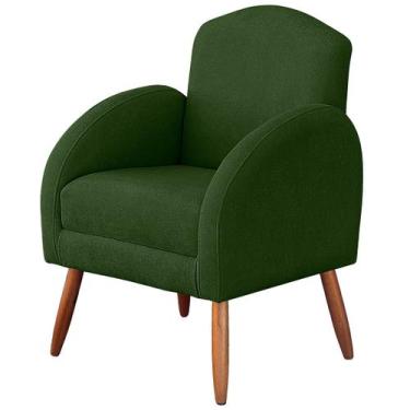 Imagem de Poltrona Decorativa Dubai com Pés Palito em Suede Premium Verde Musgo 