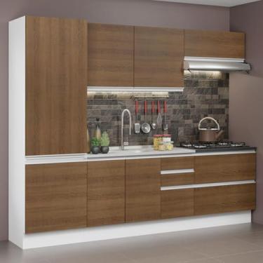 Imagem de Cozinha Completa 100% Mdf Madesa Acordes 260001 com Armário e Balcão (sem Tampo e Pia) - Branco/rustic