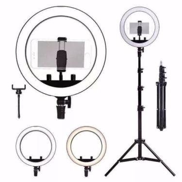 Imagem de Ring Light Led Iluminador 26cm Completo Tripe 210cm Para Video Live Maquiagem Youtube Tiktok Kwai Top