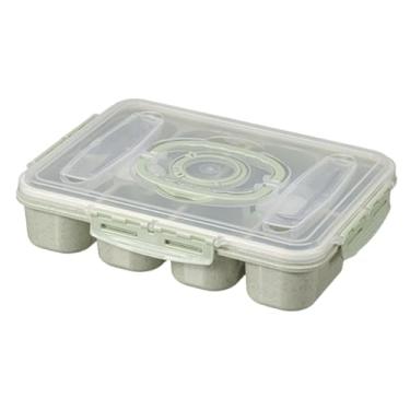 Imagem de IEUDNS Bandeja de servir dividida, organizador de geladeira, lancheira, recipiente para armazenamento de alimentos, caixa de lanche dividida para doces, Verde