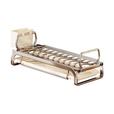 Imagem de Generic Escorredor de tigelas com suporte para talheres, fácil de limpar, escorredor de tigelas de aço inoxidável, organizador de de pratos para, casa, L